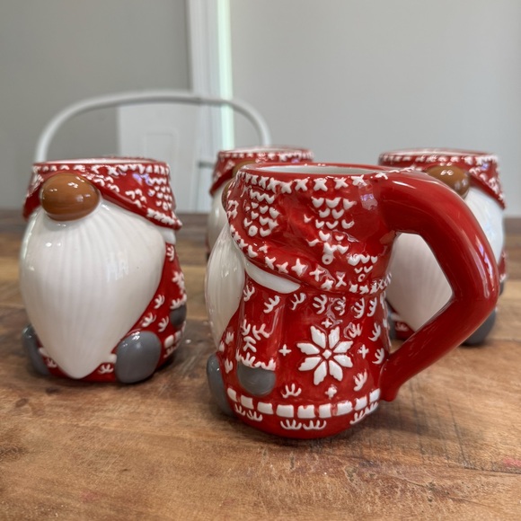 Pottery Barn Gnome Christmas Mugs Set of 4 – Nordic Sweater Design - Picture 2 of 4